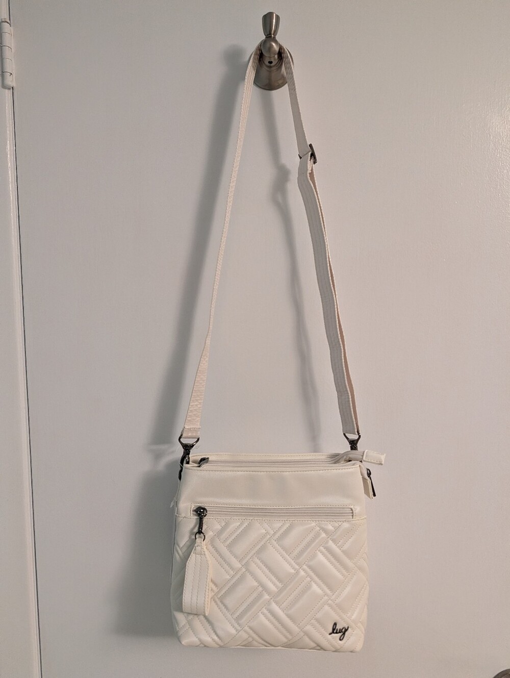 NWT Lug Double Dip Satin Luxe VL Crossbody Bag In Metallic Diamond - Picture 4 of 9